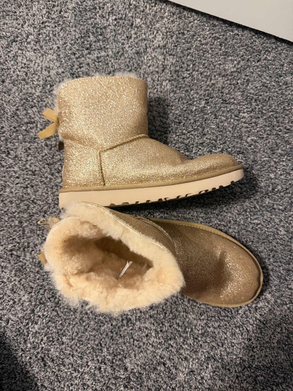 Women’s Sparkle Shearling-Lined Ankle Boots - Gold